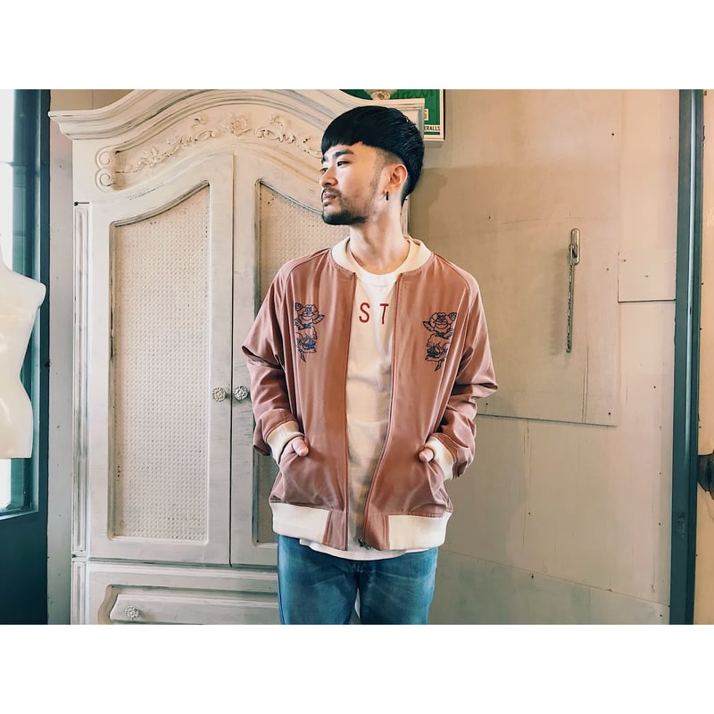 Black Weirdos 「Rayon Night Jacket」 salmon pink