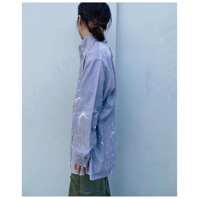 MALION vintage × g.l.c. 「US stripe paint shirt