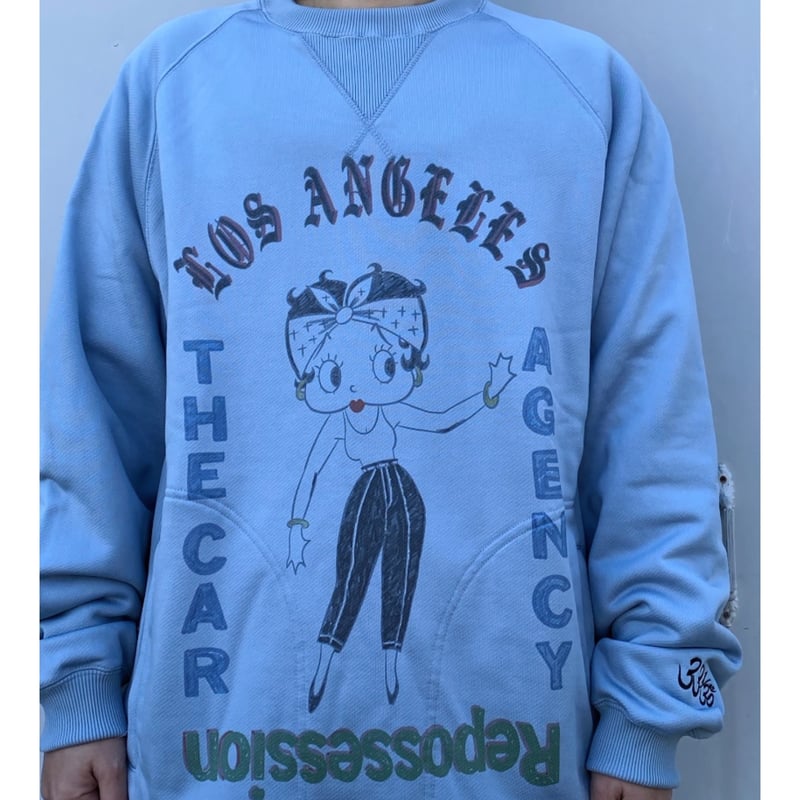 BLACK WEIRDOS「Crewneck Sweat shirt (BETTY) 」blu