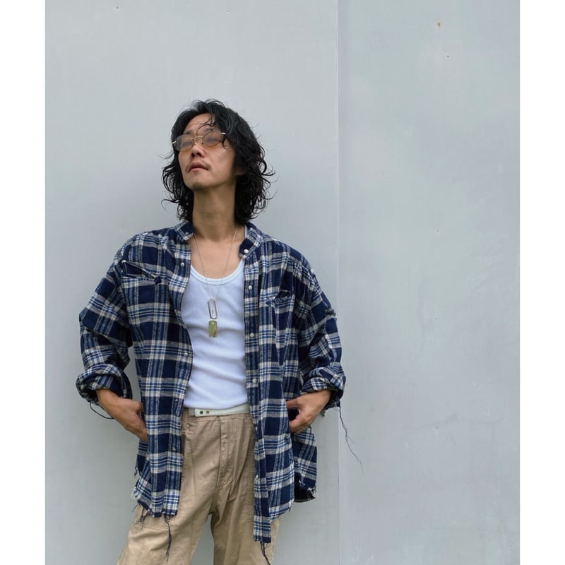 FACCIES「 Used Damage Check Shirt」navy. | gouter