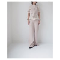 TAN.「ANKLE STRAPED RIB PANTS」