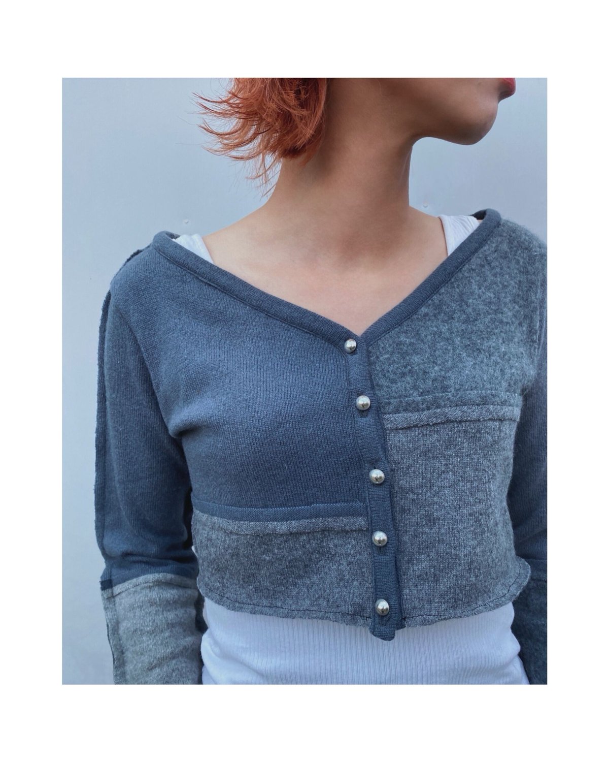 Malion vintage ニットカーディガン リメイク MALION vintage「cashmere patchwork cardigan」 | g
