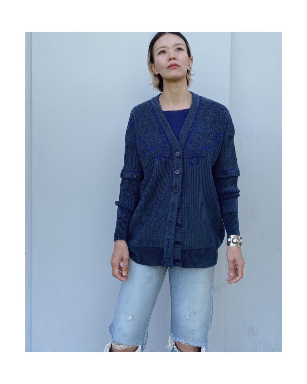TAN.「FLOWER JACQUARD CARDIGAN」v/blue. | gouter