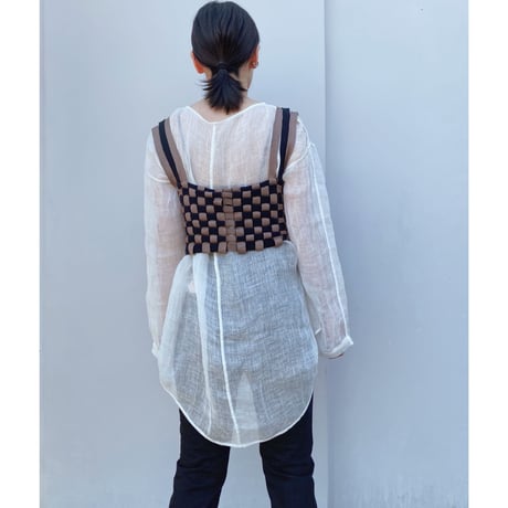 TAN.「PLAIN WEAVE CORSET 」cinnamon black.