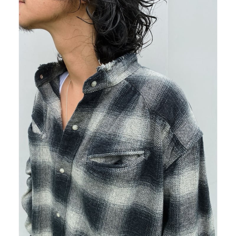 FACCIES チェック長袖シャツ FACCIES「Used Damage Check Shirt」black. | gouter