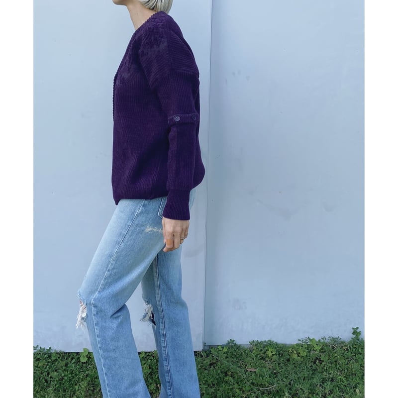 TAN.「FLOWER JACQUARD CARDIGAN」v/purple. | goute