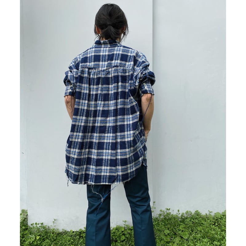 FACCIES「 Used Damage Check Shirt」navy. | gouter