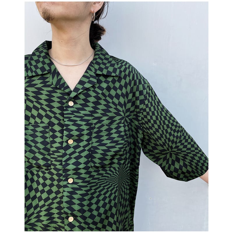 専用！BLACK WEIRDOS チェック柄ネルシャツ BLACK WEIRDOS「Checker Aloha shirt」 green. | gou