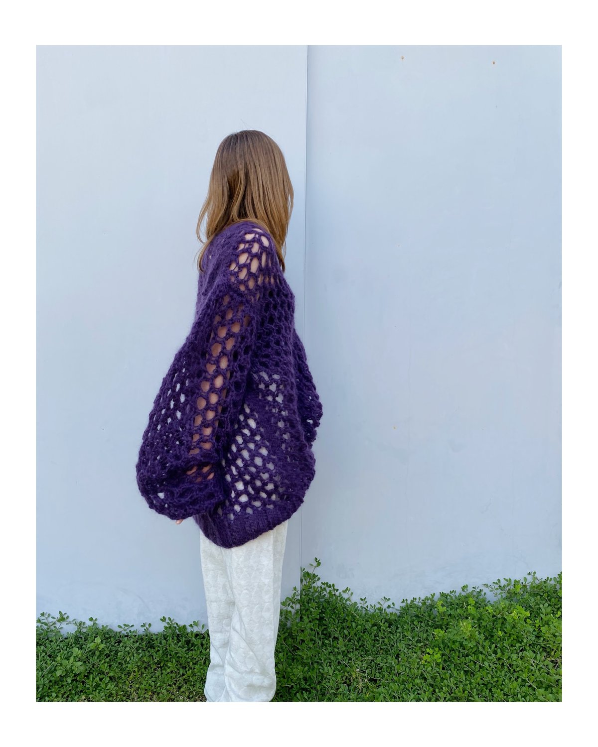 ERiKOKATORi「mohair hand knit cardigan」purple. |