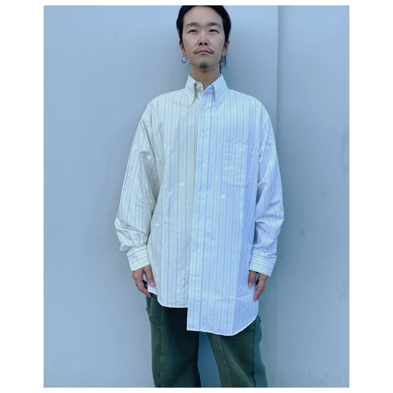 MALION vintage × g.l.c. 「US stripe paint shirt