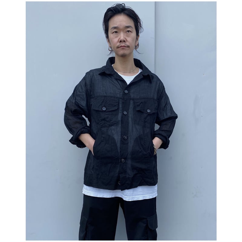 BASSCOUTUR「DENIM SHAPE TRANSPARENT COTTON SHIRT