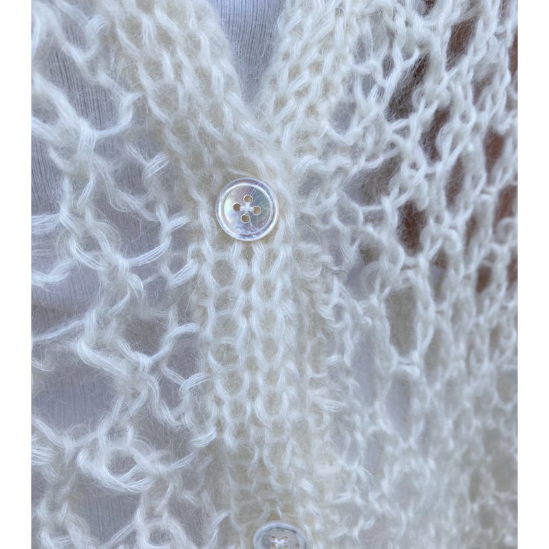 トップス erikokatori mohair hand knit cardigan ERiKOKATORi「mohair hand khit cardigan」white. |