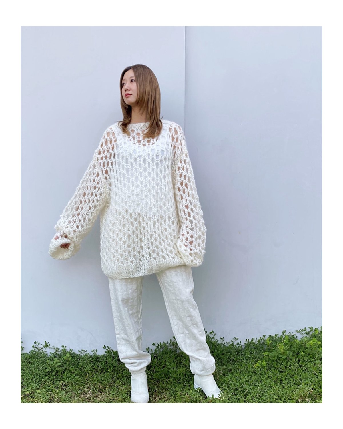 ERiKOKATORi「mohair hand khit cardigan」white. |