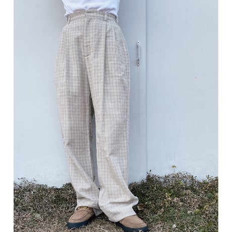 ERiKOKATORi「check cotton pants」beige.