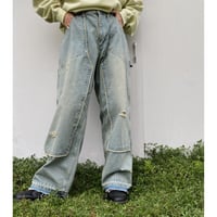 faccies「FADED DOUBLE KNEE PAINTER Wide Pants」
