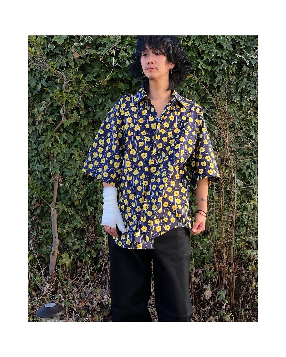 美品　サノバチーズ　シャツ　XL　ネイビー　花柄 SON OF THE CHEESE「Flower Shirt」navy. | gouter l