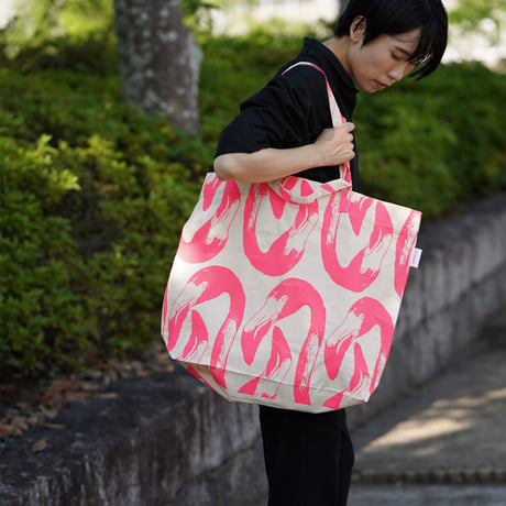 【MIKAMI】帆布ショッピングバッグ　Z032　フラミンゴ