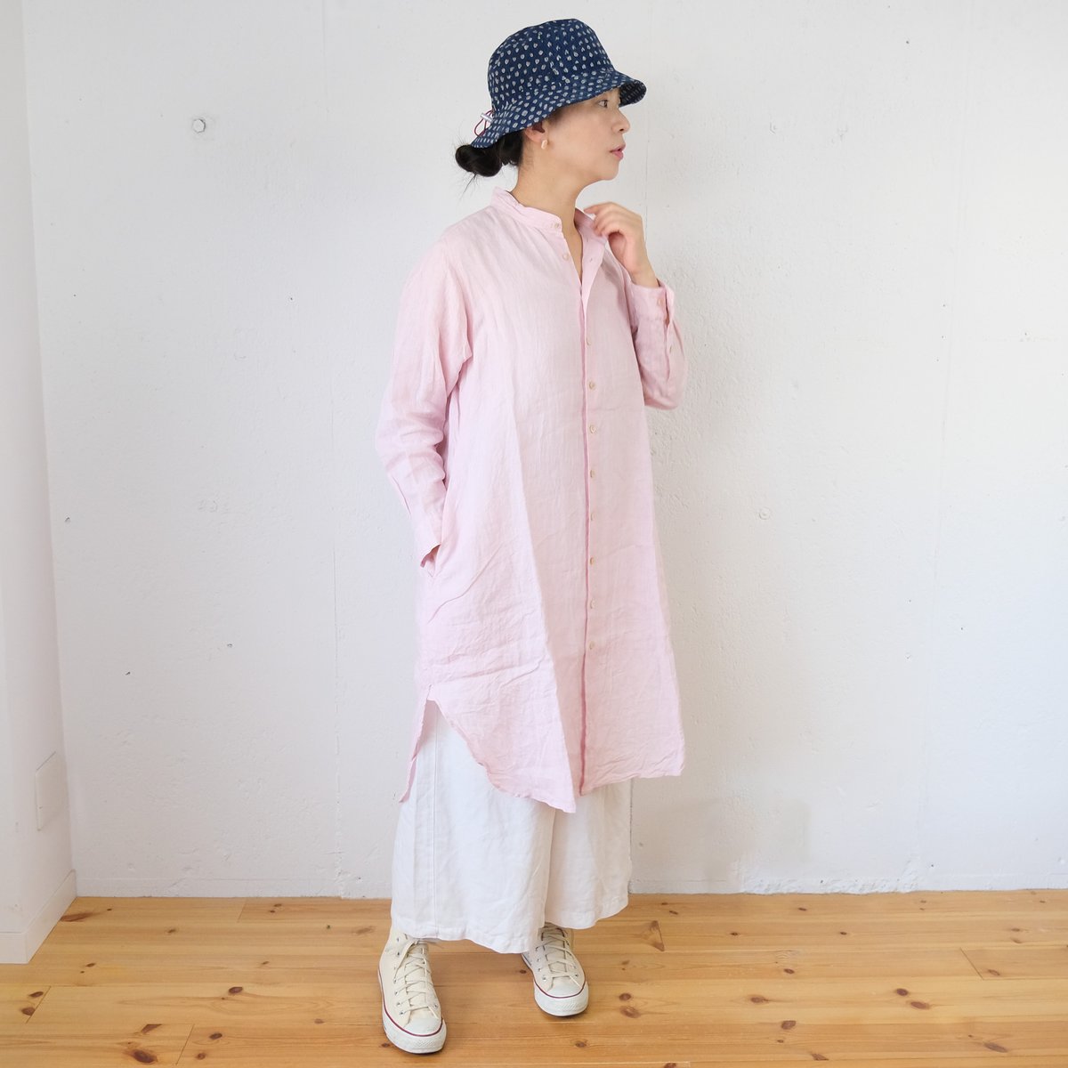 suzuki takayuki (スズキタカユキ) long shirts リネンロングシャツ(ピンク)