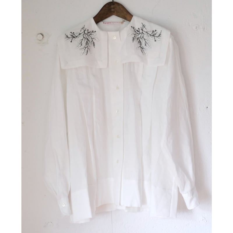 TOWAVASE(トワヴァーズ）Applique-blouse アップリケ刺繍ブラウス/ wh
