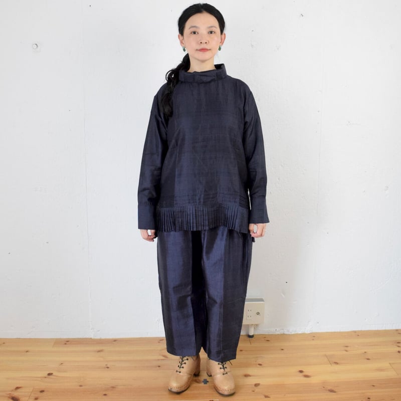 定番】BUNON(ブノン)Khadi Silk Wide Belt Pants カディシルク