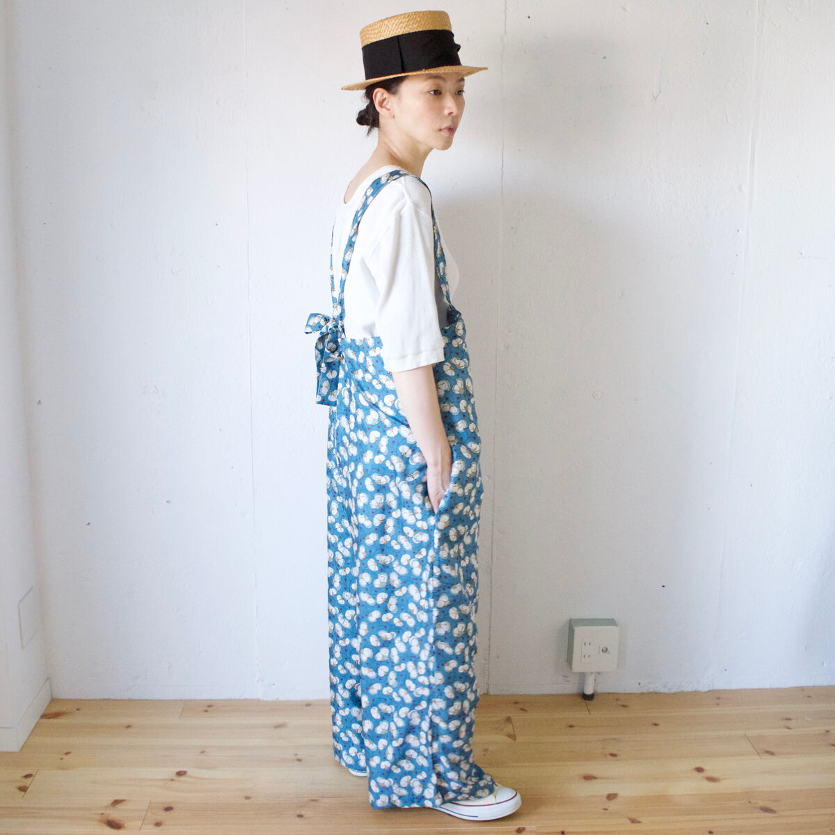 BUNON(ブノン) シルク 花柄プリント+刺繍 サロペット Embroidery BUNON(ブノン) シルク 花柄プリント+刺繍 サロペット Embroidery