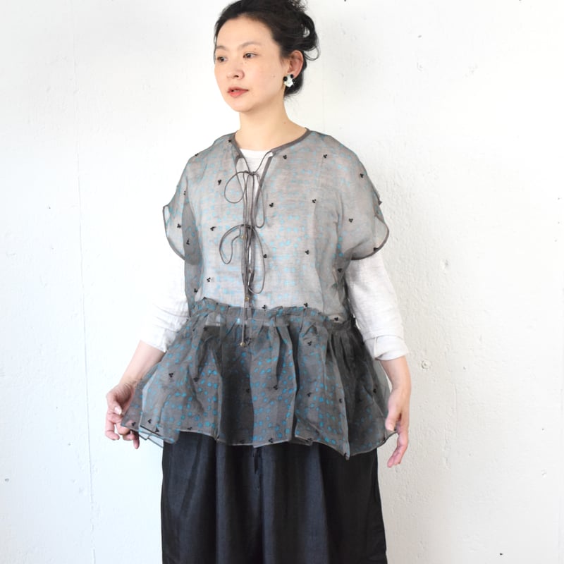 BUNON(ブノン) カディシルクオーガンジー 刺繍レイヤードブラウス | Le 