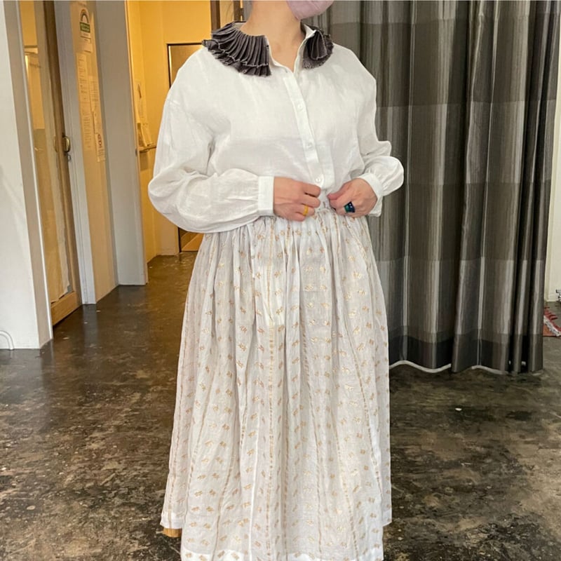BUNON(ブノン) Frill Collar Blouse シルクコットン フリルカラー ブ...