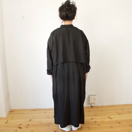 suzuki takayuki (スズキタカユキ) shirt coat  リネンシャツコート / ブラック