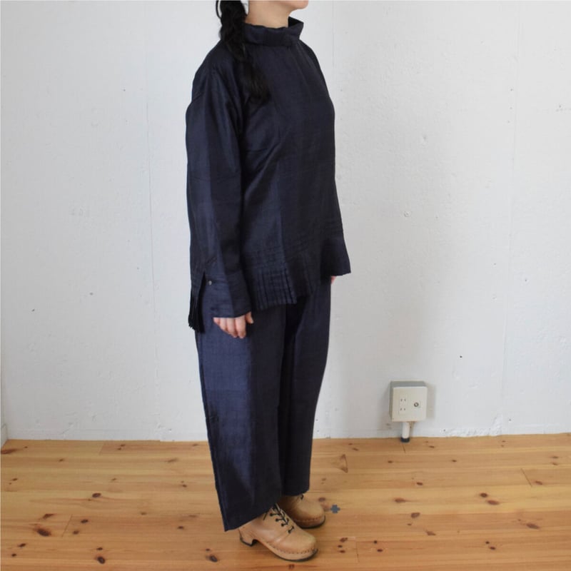 定番】BUNON(ブノン)Khadi Silk Wide Belt Pants カディシルク