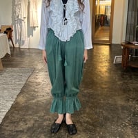 BUNON(ブノン) EMBROIDERY GATHER PANTS コットンシルク 裾フリルパンツ