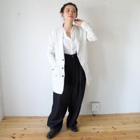 suzuki takayuki (スズキタカユキ)リネンストライプ ロングジャケットlong jacket Ⅱ