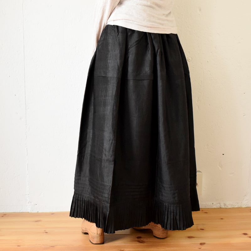 BUNON(ブノン) Gather Tuck Skirt カディシルク ギャザータックスカート
