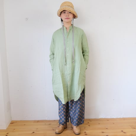 suzuki takayuki (スズキタカユキ) long shirt リネンロングシャツ(グリーン)