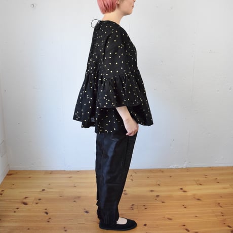 BUNON(ブノン) Wide Sleeve Blouse 手織りリネン+zari刺繍 ワイドスリーブブラウス