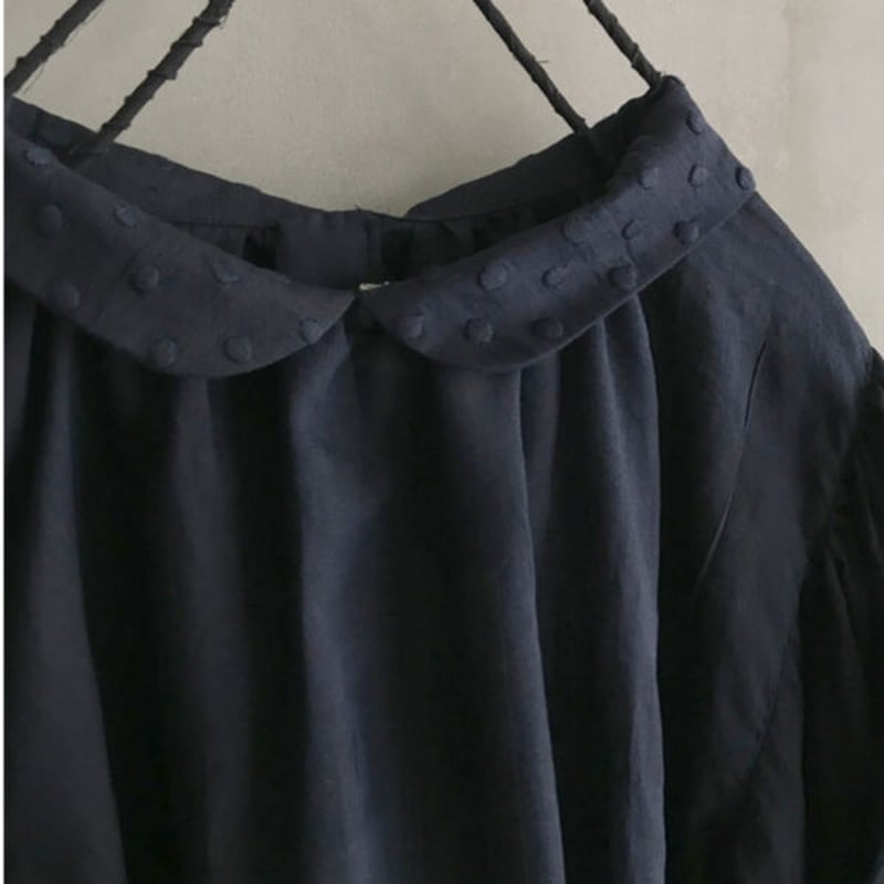 BUNON(ブノン) Embroidery Collar Tuck Dress シルクコットン...