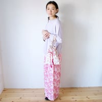 BUNON(ブノン) シルク 花柄プリント+刺繍 巾着バッグ
