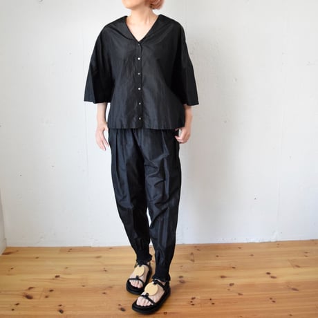humoresque ユーモレスク シルク シャーリング パンツ BLACK