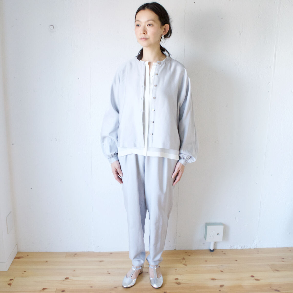 humoresque(ユーモレスク) collarless jacket コットンシルク 単衣...