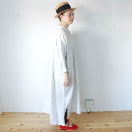 suzuki takayuki (スズキタカユキ) peasant dress  II リネンストライプ  ペザントドレス（ワンピース）