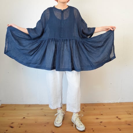 suzuki takayuki (スズキタカユキ) jellyfish pullover リネン ギャザープルオーバー