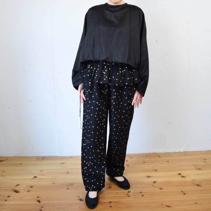 BUNON(ブノン) Back Button Short Wide Blouse カディシルク BUNON(ブノン) Back Button Short Wide Blouse カディシルク