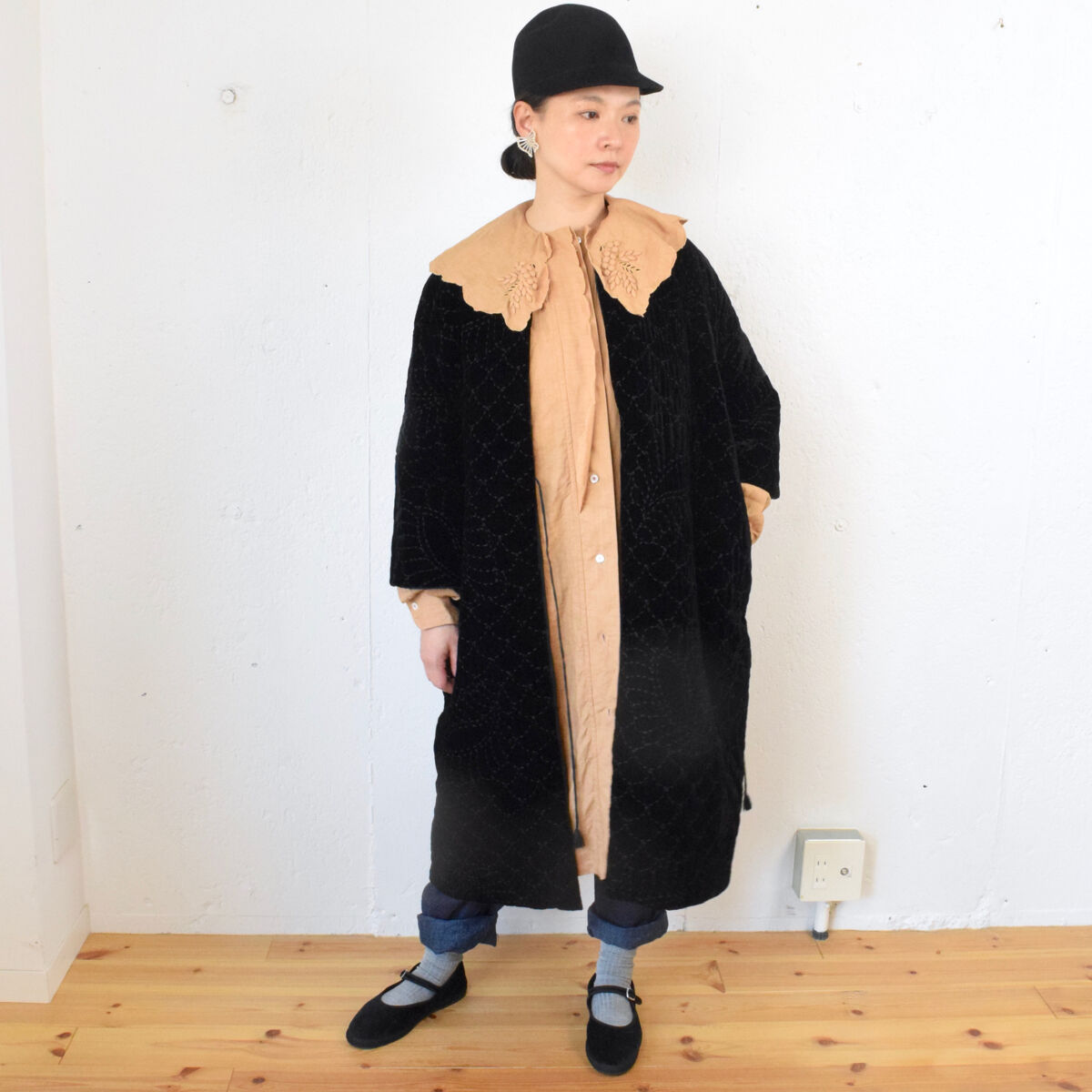 TOWAVASE(トワヴァーズ）Permanent TOWAVASE /Silk Velvet Quilted Robe ベルベット キルティングローブ