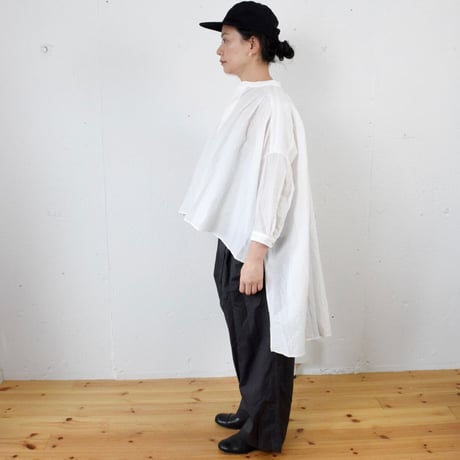 suzuki takayuki (スズキタカユキ) long-tail shirt コットンラミー ロングテイルシャツ(ホワイト）