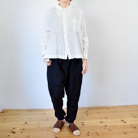 GUPTIHA(グプティハ) Square shirt 手織りリネン サイドスリット スクエアシャツ