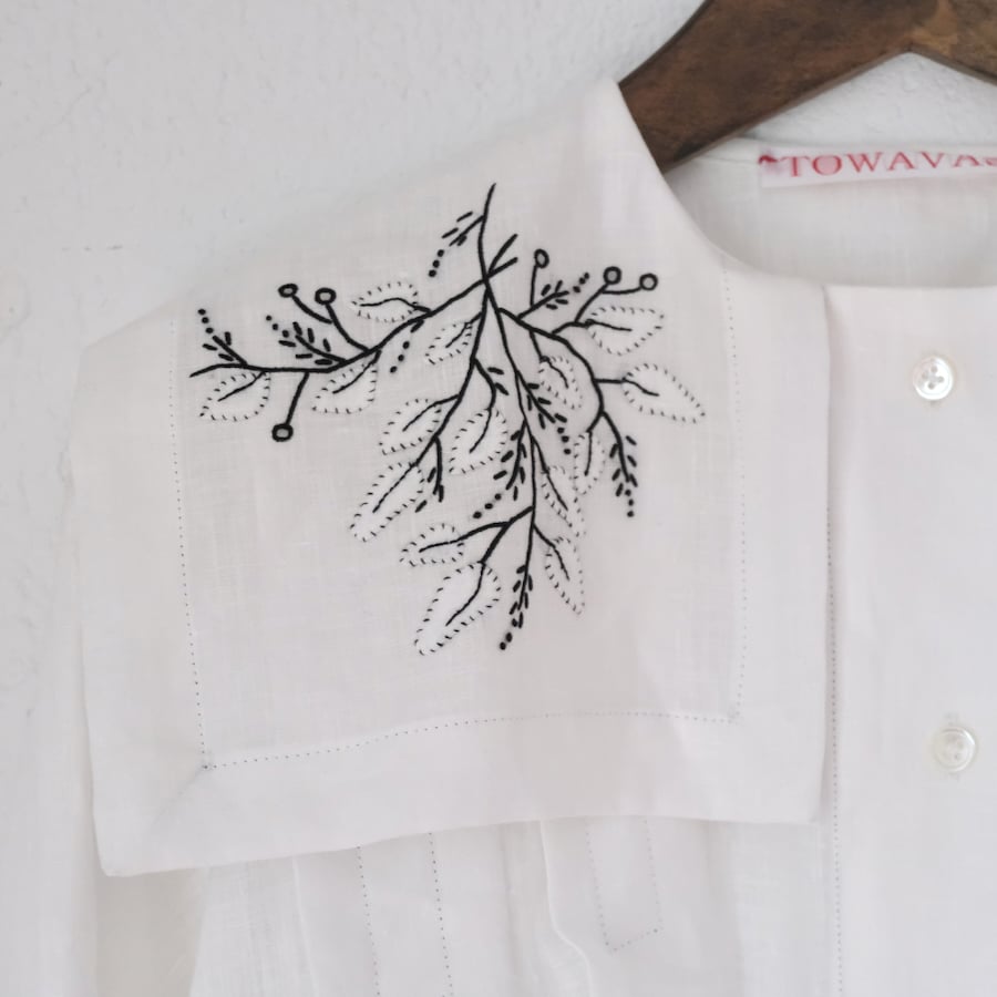 TOWAVASE(トワヴァーズ）Applique-blouse アップリケ刺繍ブラウス/ wh