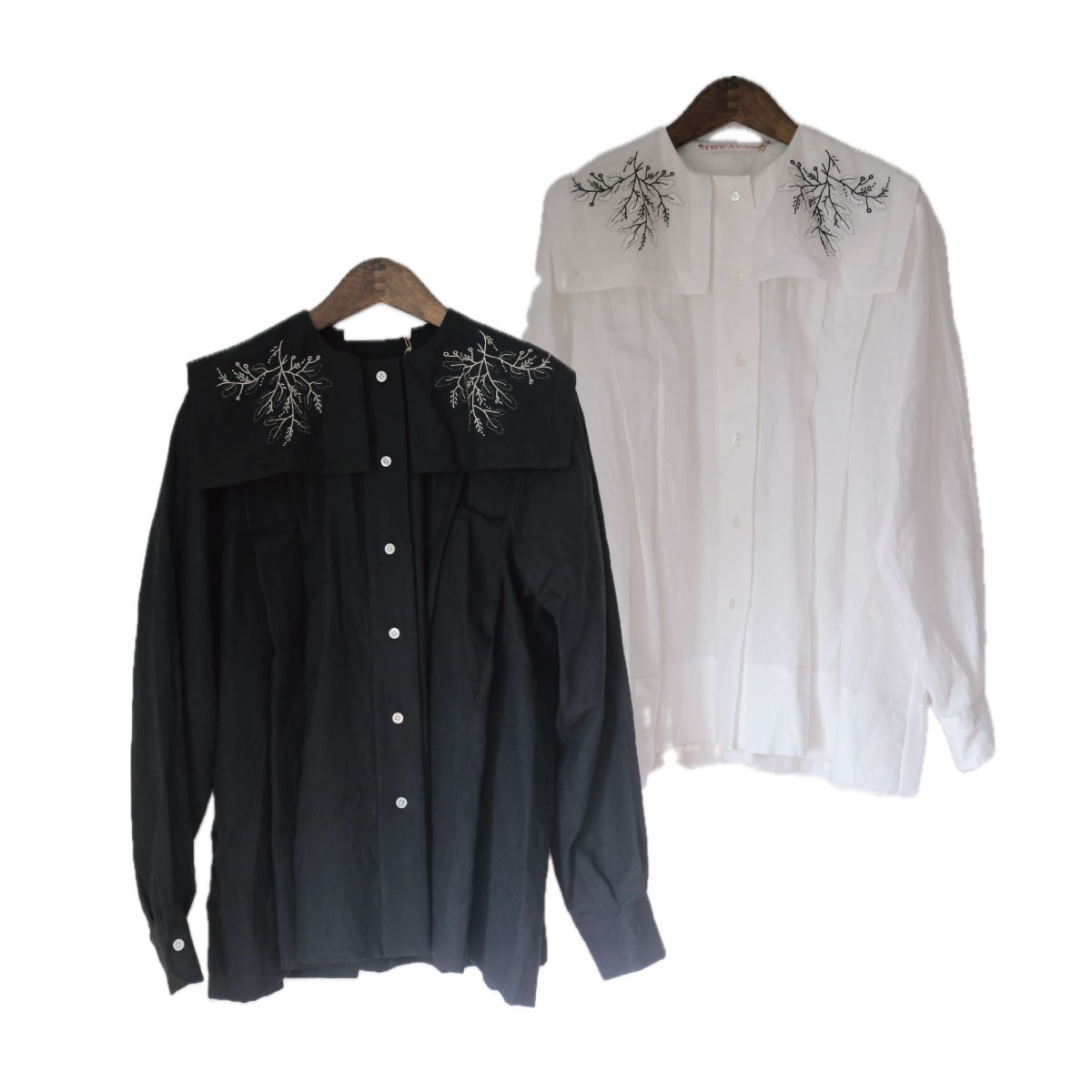 TOWAVASE(トワヴァーズ）Applique-blouseアップリケ刺繍ブラウス /bla