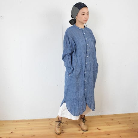 Vlas Blomme(ヴラスブラム) Cotton Linen Stripe dress