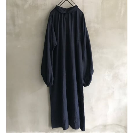 BUNON(ブノン) Embroidery Collar Tuck Dress シルクコットンカディ 刺繍衿タックドレス