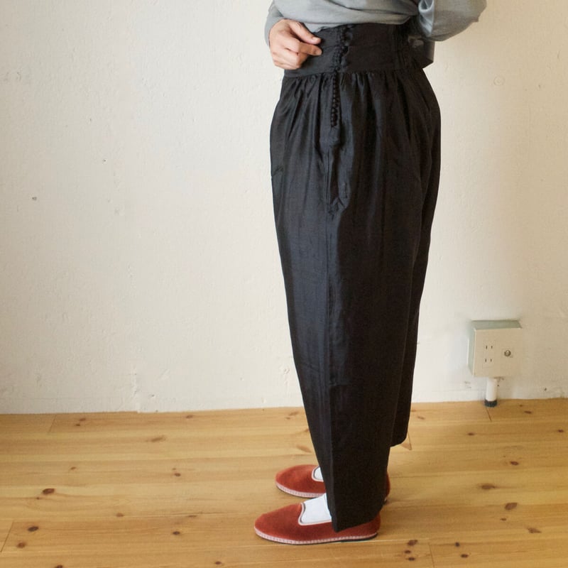 定番】BUNON(ブノン)Khadi Silk Wide Belt Pants カディシルク