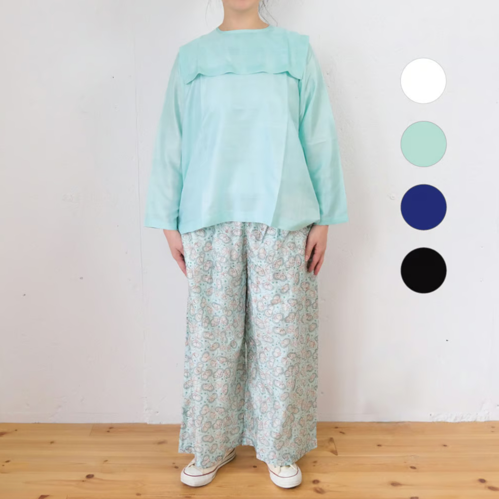 希少BUNON Back Button Blouse シルクブラウスブノン